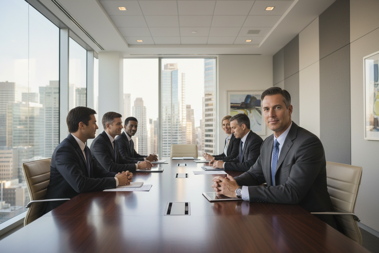 executivo homem em sala de reunião